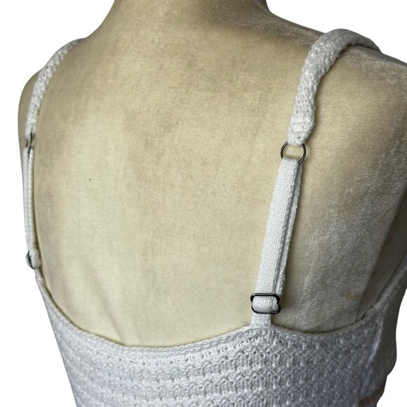 Hollister Crochet Tank Large White Cropped Festival Boho Fairy Adjustable Straps - Picture 4 of 9